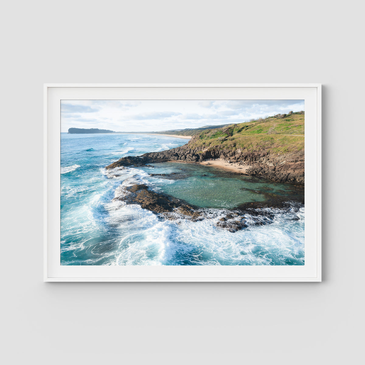 Champagne Pools ii - Fraser Island - Art Print - Traditional Frame - White - Landscape