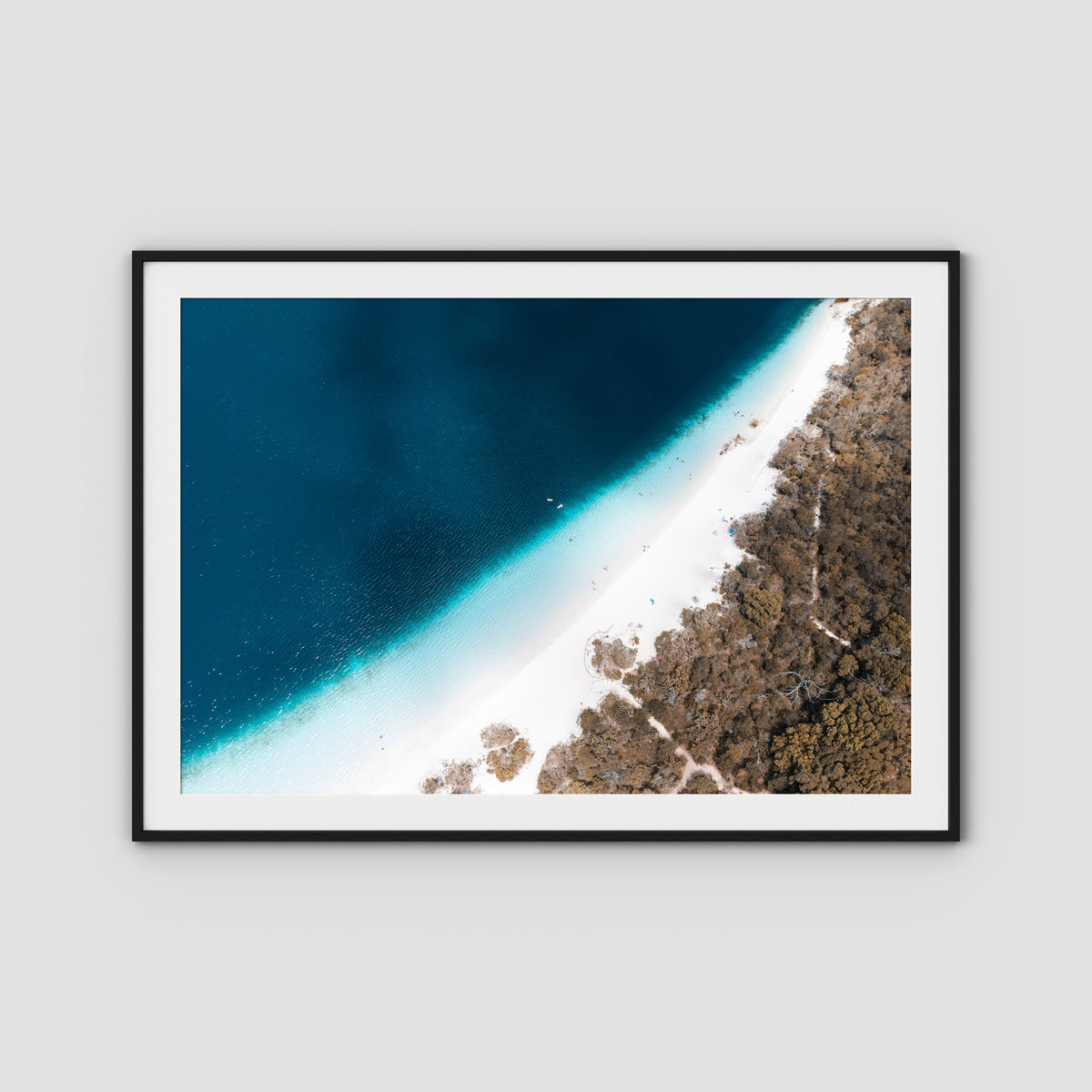 Lake McKenzie Top Down - Fraser Island - Art Print - Traditional Frame - Black - Landscape