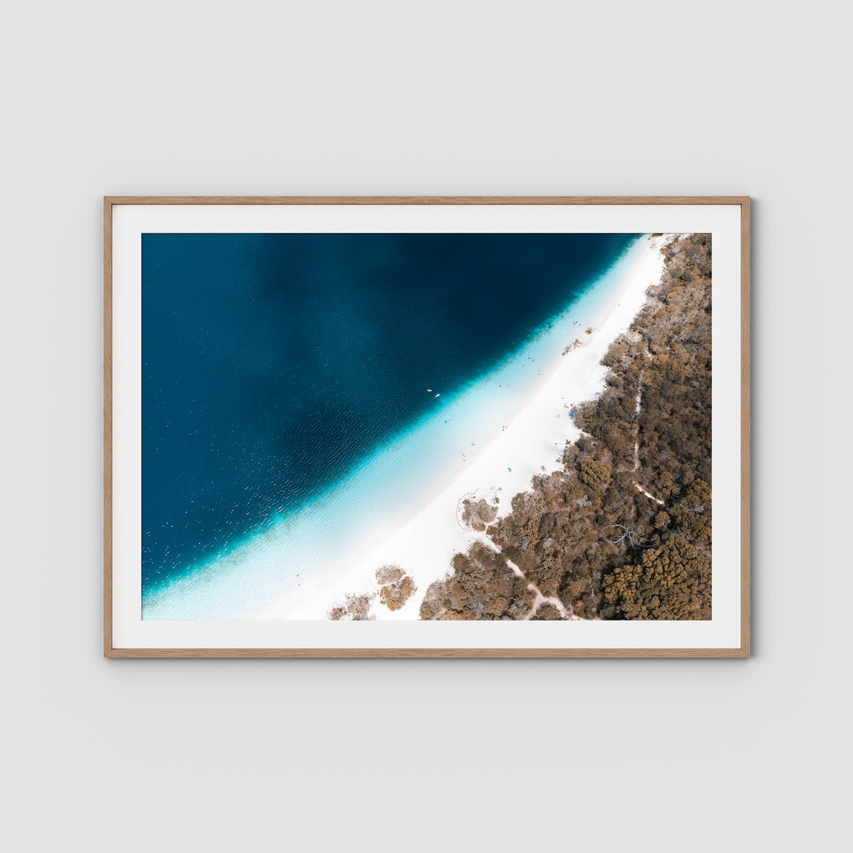 Lake McKenzie Top Down - Fraser Island - Art Print - Traditional Frame - Raw Oak - Landscape