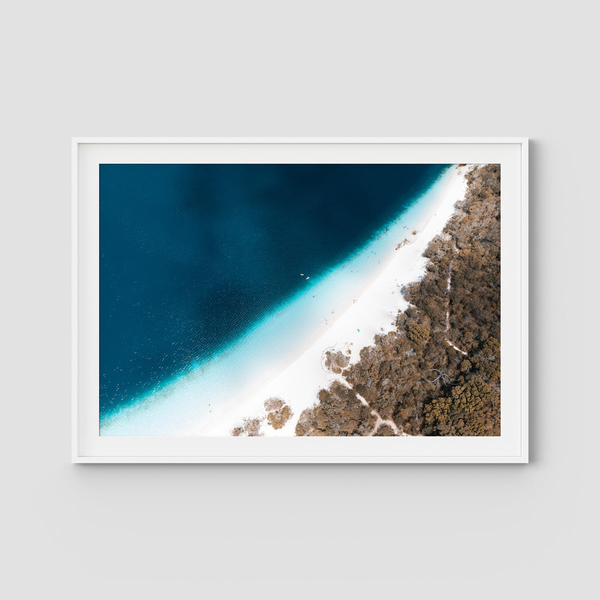 Lake McKenzie Top Down - Fraser Island - Art Print - Traditional Frame - White - Landscape