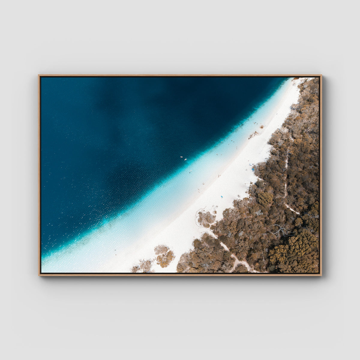 Lake McKenzie Top Down - Fraser Island - Art Print - Float Frame Canvas - Raw Oak - Landscape