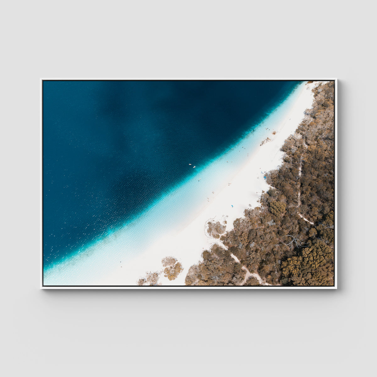 Lake McKenzie Top Down - Fraser Island - Art Print - Float Frame Canvas - White - Landscape