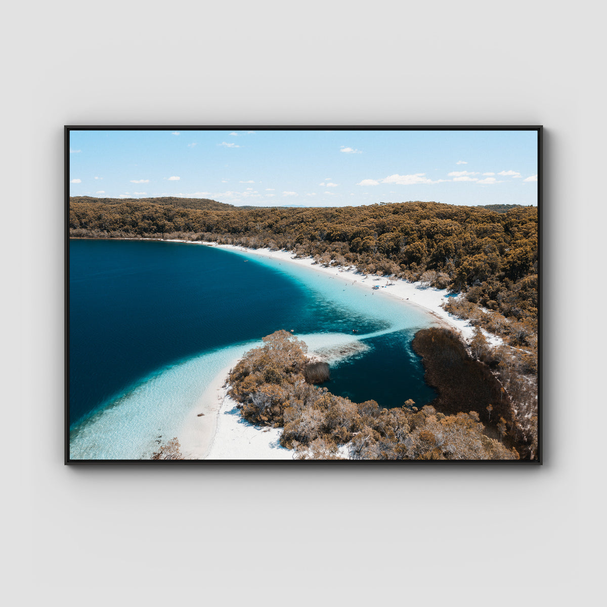 Lake McKenzie Aerial iii - Fraser Island - Art Print - Float Frame Canvas - Black - Landscape
