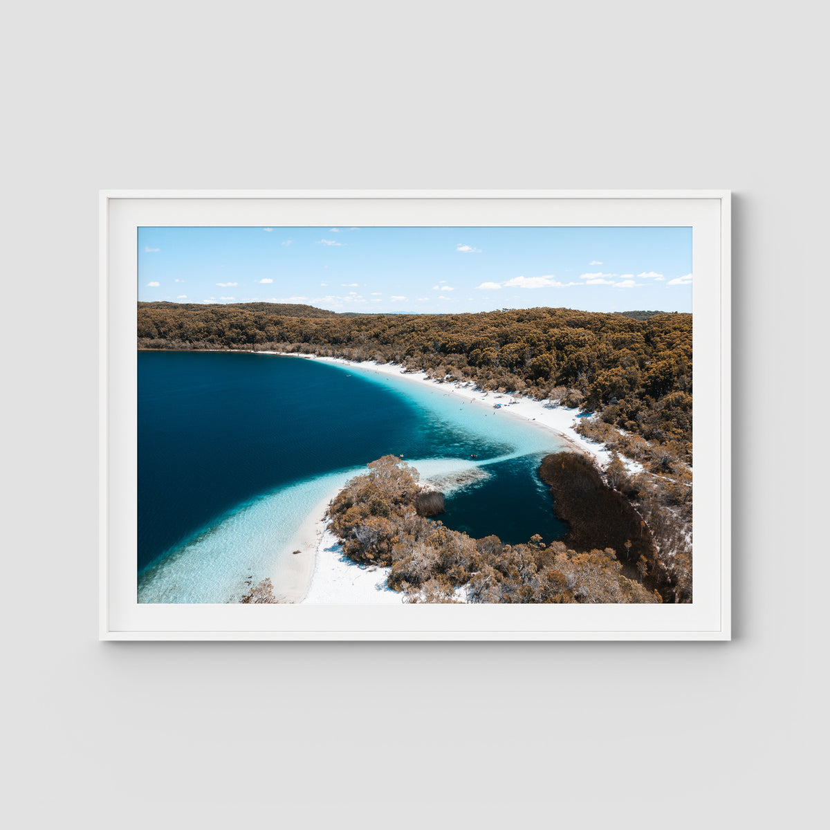 Lake McKenzie Aerial iii - Fraser Island - Art Print - Traditional Frame - White - Landscape