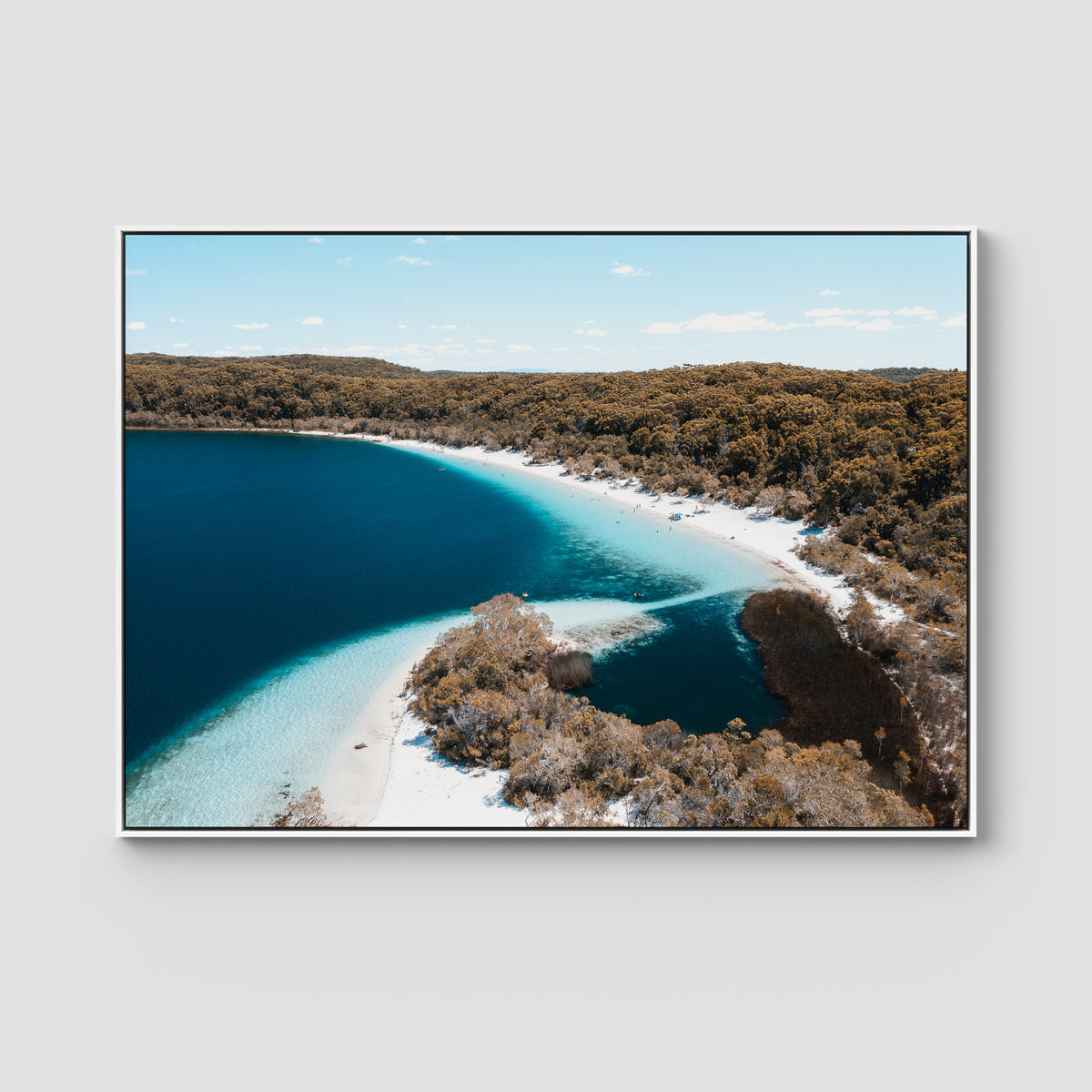 Lake McKenzie Aerial iii - Fraser Island - Art Print - Float Frame Canvas - White - Landscape