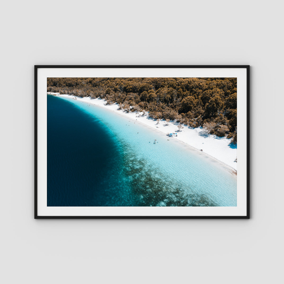 Lake McKenzie Aerial - Fraser Island - Art Print - Traditional Frame - Black - Landscape