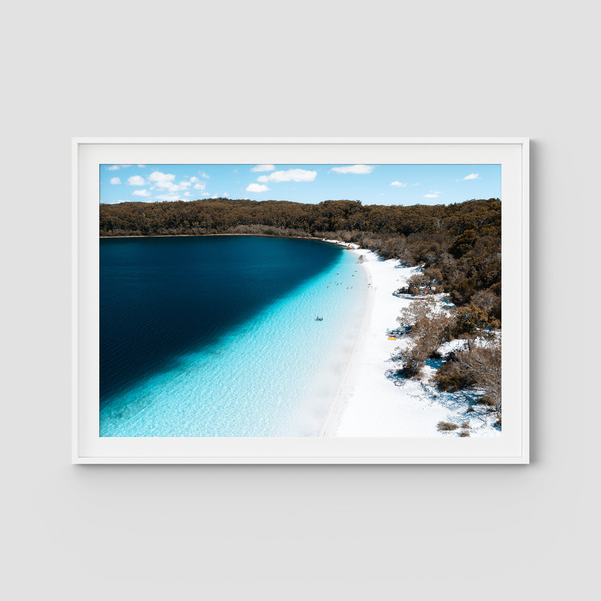 Lake McKenzie Aerial ii - Fraser Island - Art Print - Traditional Frame - White - Landscape