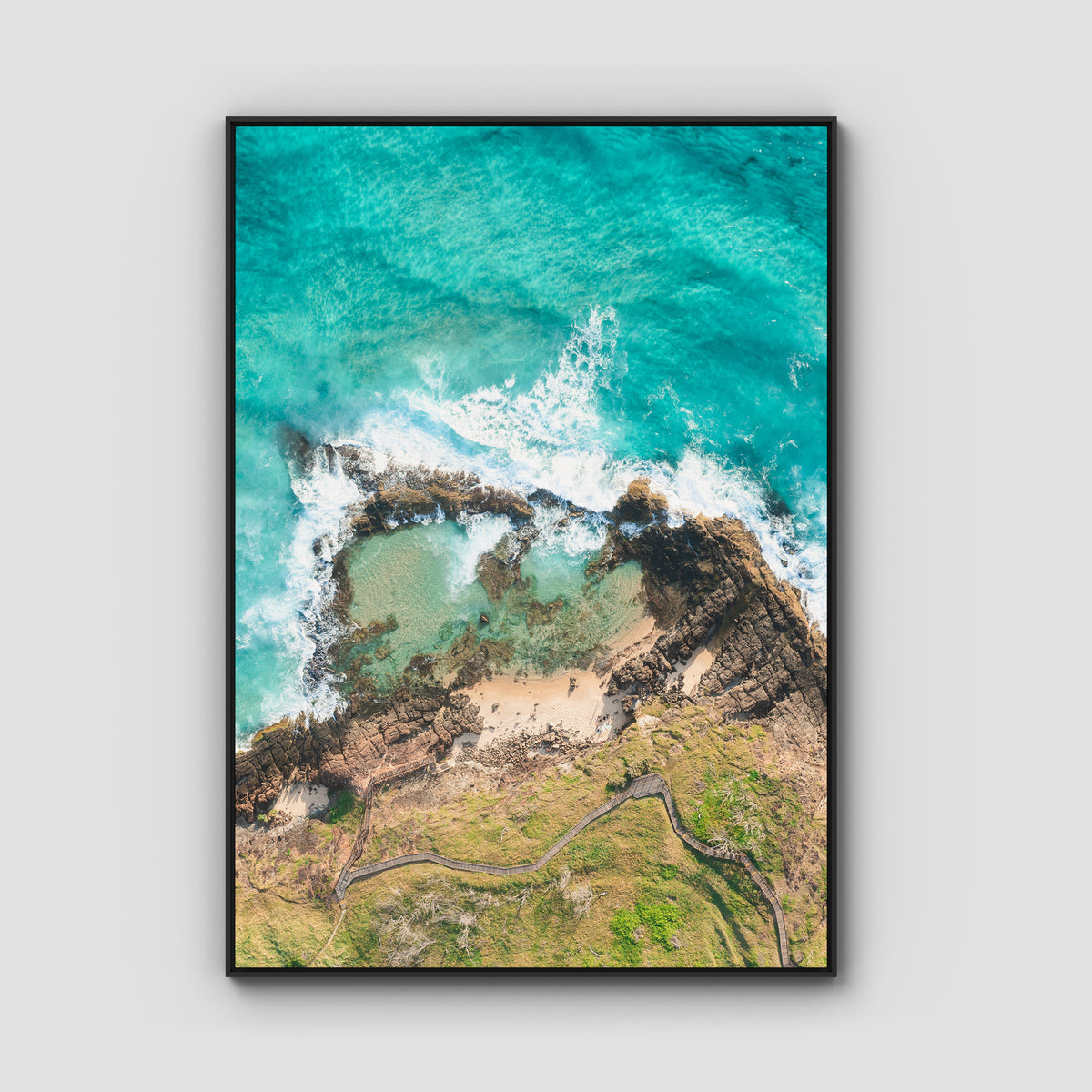 Champagne Pools - Fraser Island - Art Print - Float Frame Canvas - Black - Portrait