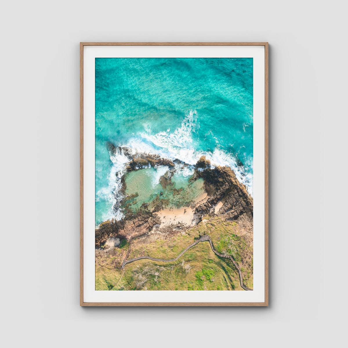 Champagne Pools - Fraser Island - Art Print - Traditional Frame - Raw Oak - Portrait