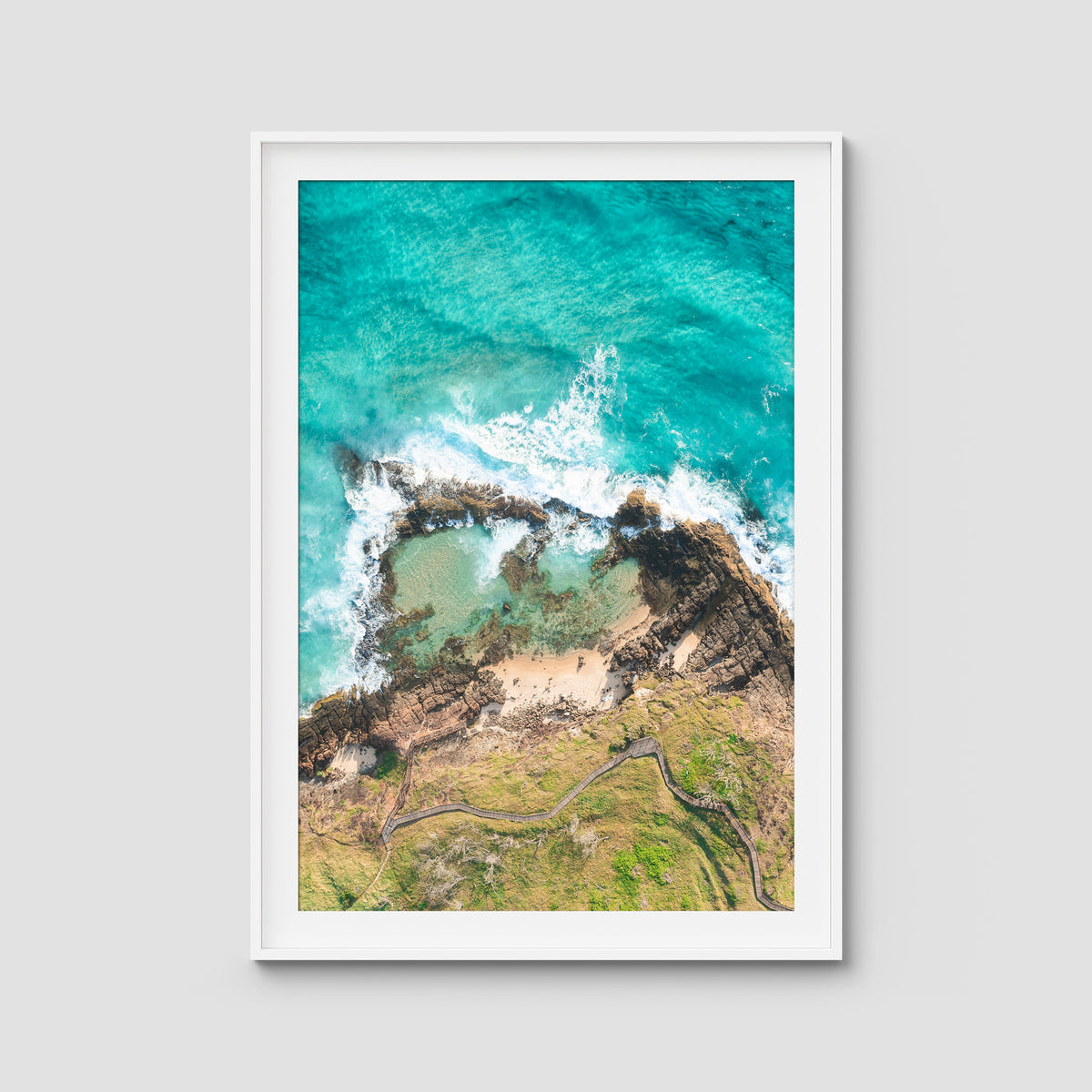 Champagne Pools - Fraser Island - Art Print - Traditional Frame - White - Portrait