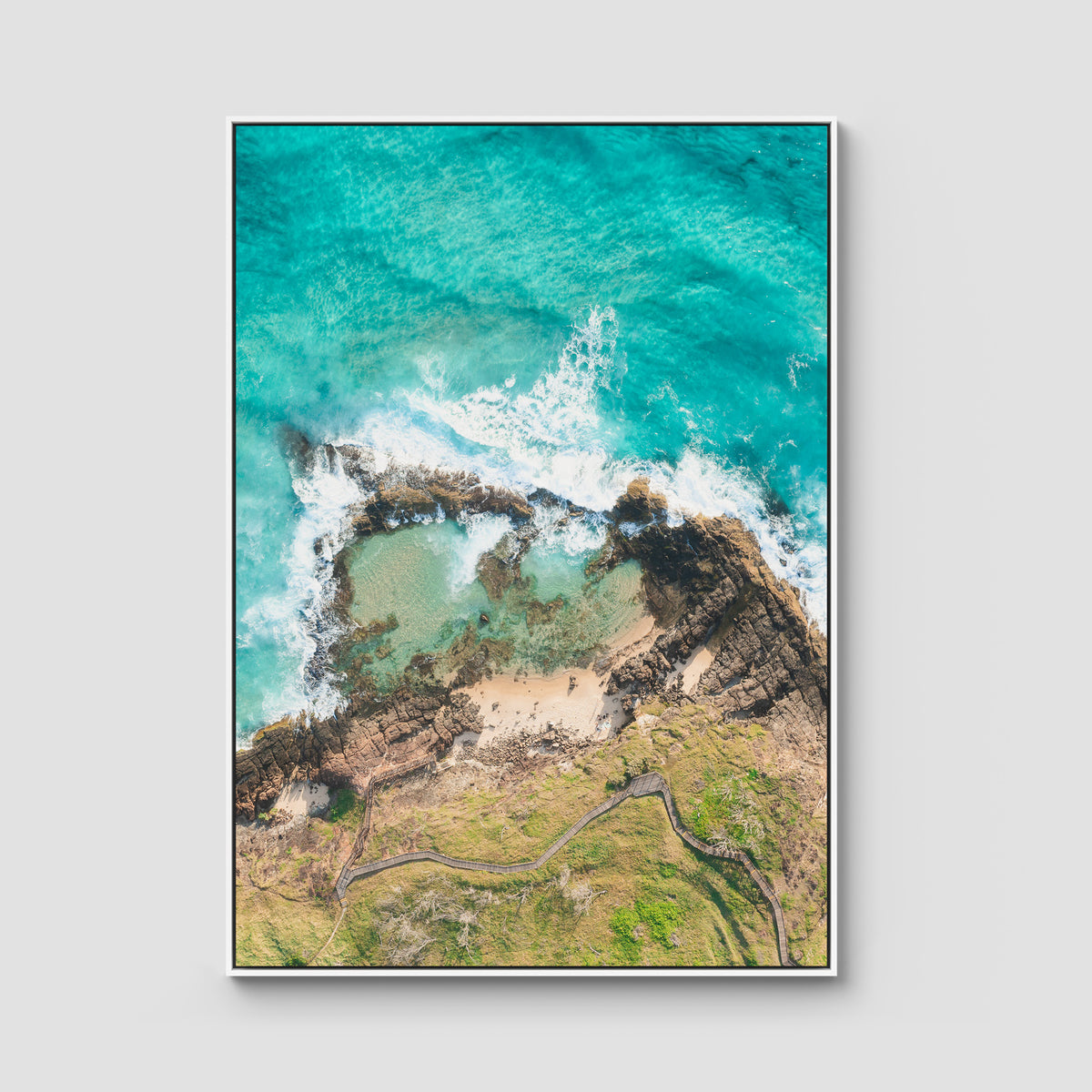 Champagne Pools - Fraser Island - Art Print - Float Frame Canvas - White - Portrait
