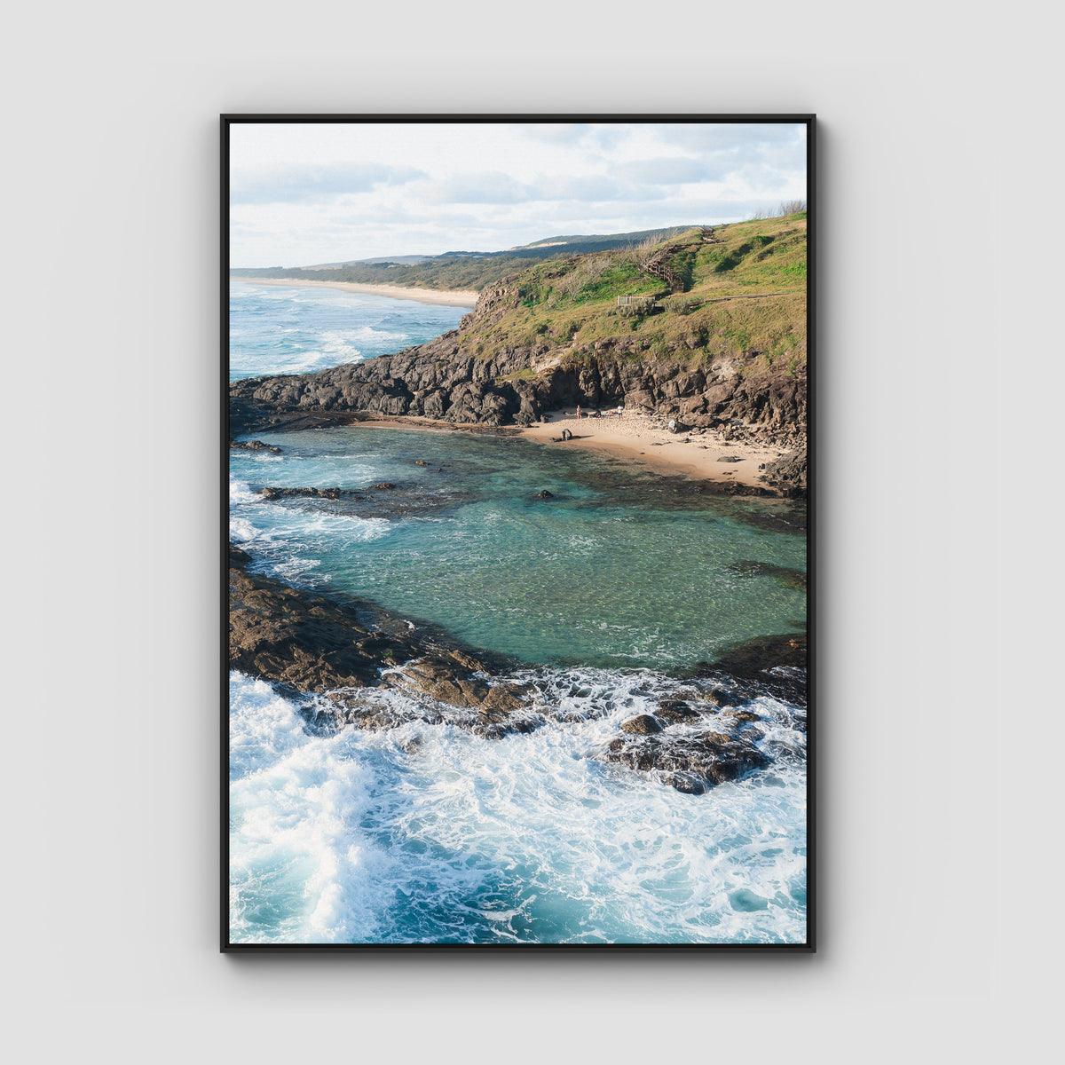 Champagne Pools ii - Fraser Island - Art Print - Float Frame Canvas - Black - Portrait