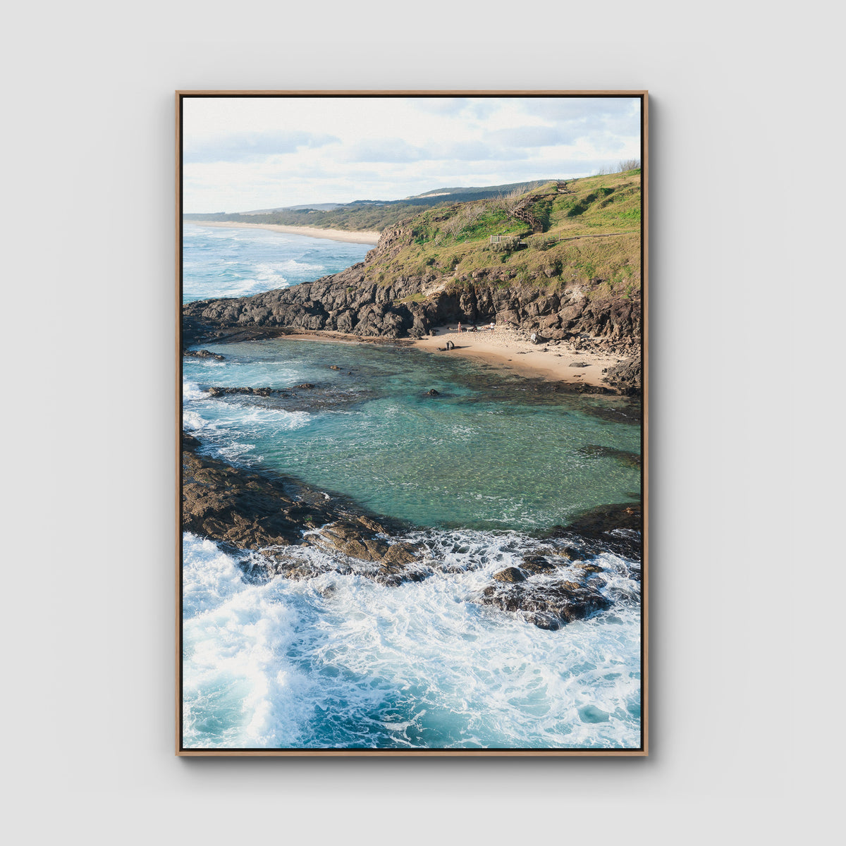 Champagne Pools ii - Fraser Island - Art Print - Float Frame Canvas - Raw Oak - Portrait