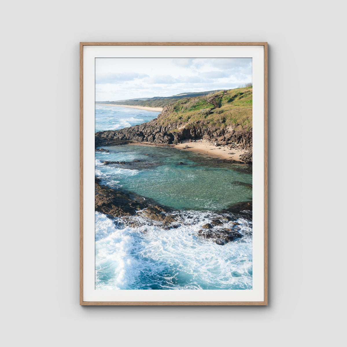 Champagne Pools ii - Fraser Island - Art Print - Traditional Frame - Raw Oak - Portrait