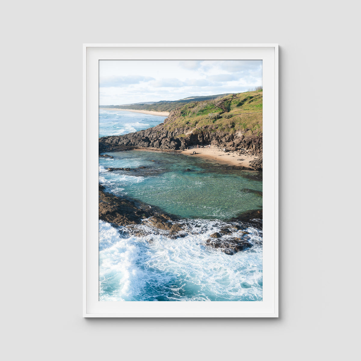 Champagne Pools ii - Fraser Island - Art Print - Traditional Frame - White - Portrait