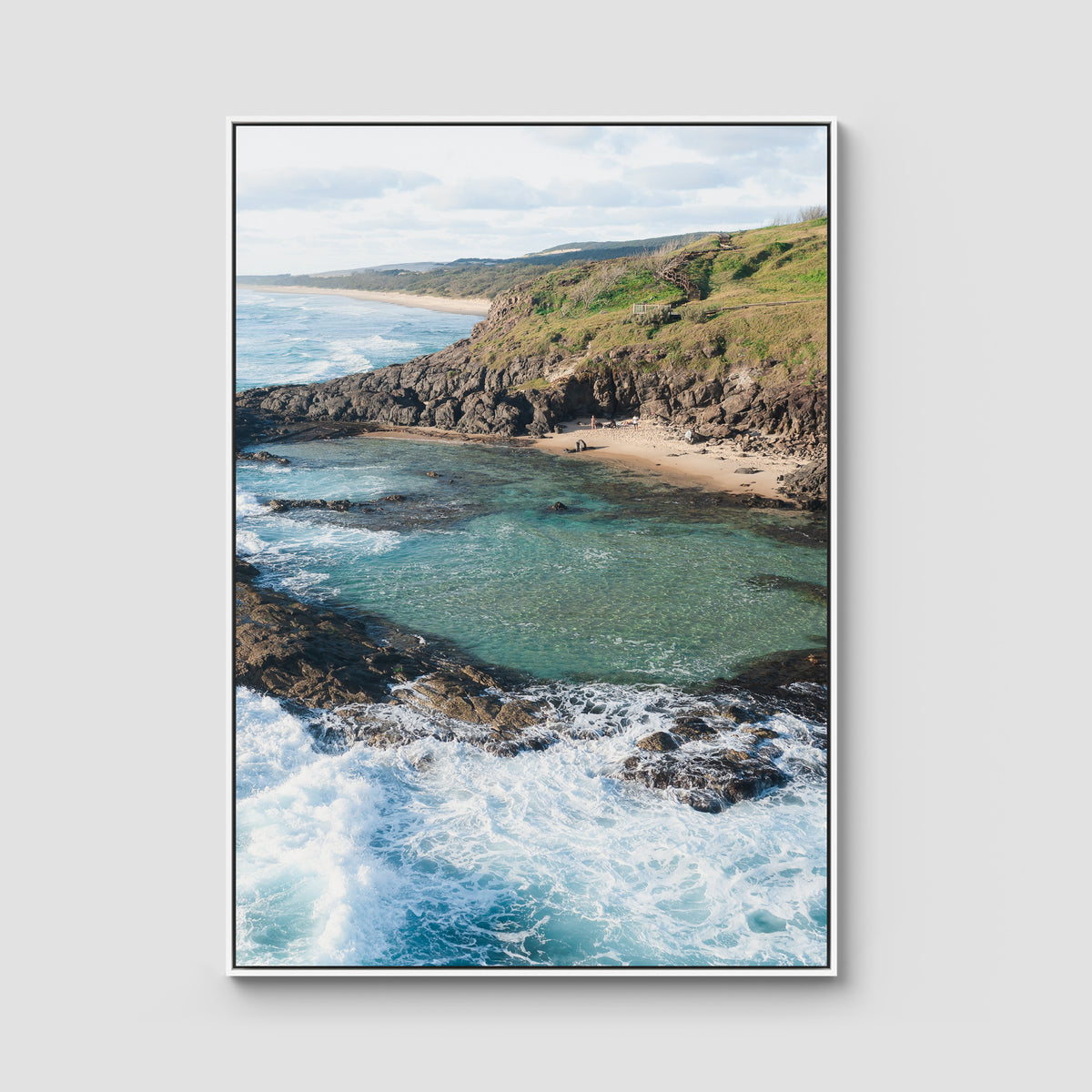Champagne Pools ii - Fraser Island - Art Print - Float Frame Canvas - White - Portrait