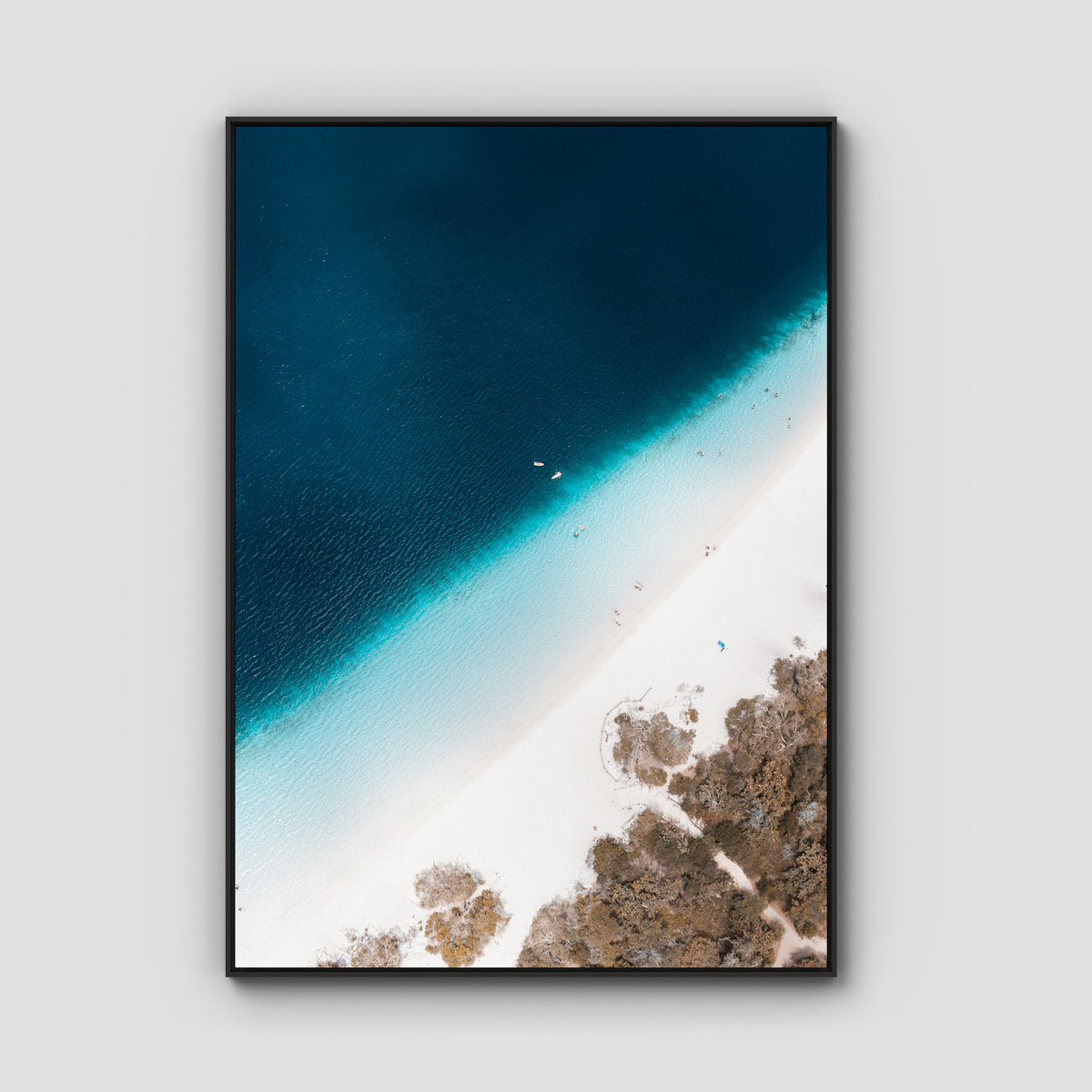 Lake McKenzie Top Down - Fraser Island - Art Print - Float Frame Canvas - Black - Portrait