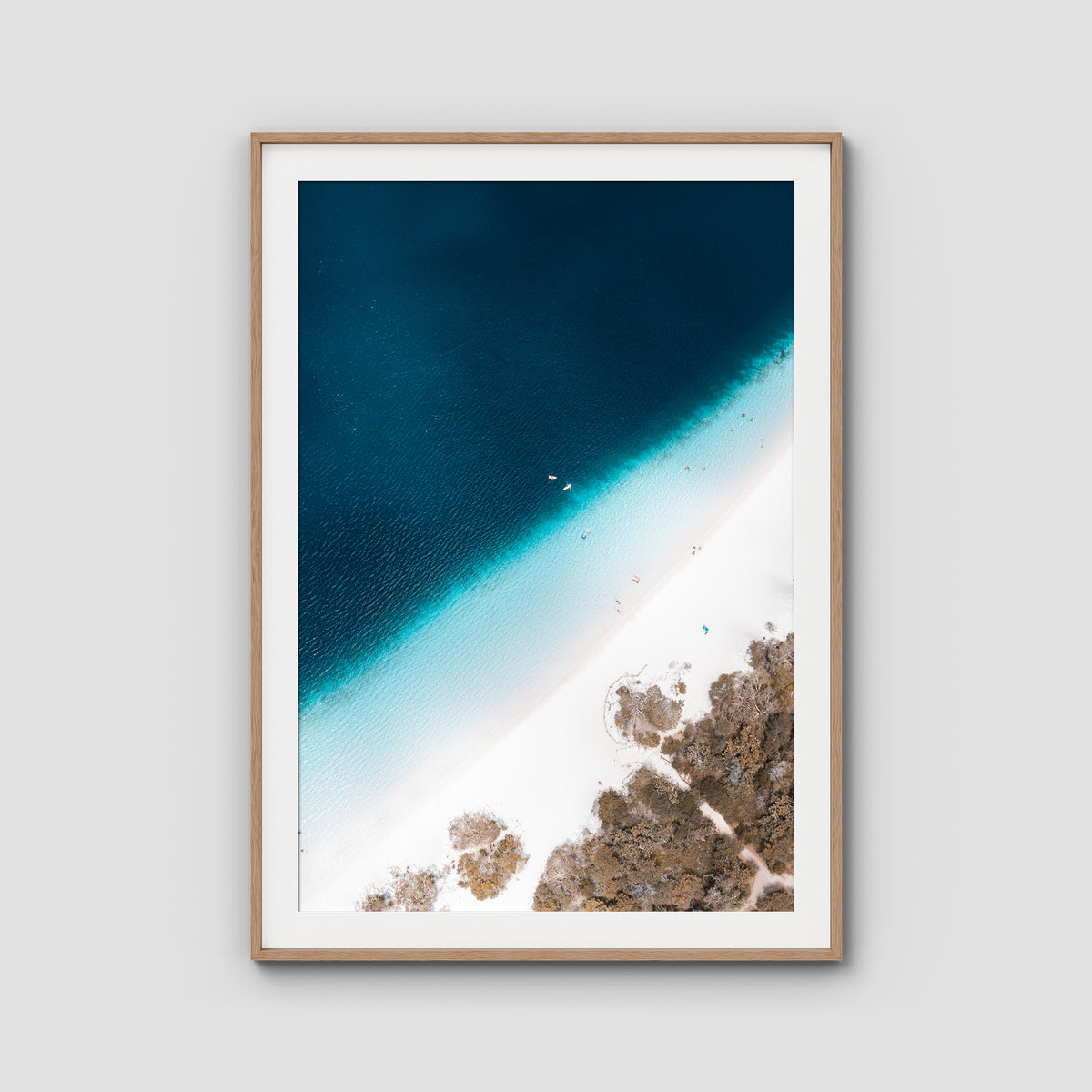 Lake McKenzie Top Down - Fraser Island - Art Print - Traditional Frame - Raw Oak - Portrait