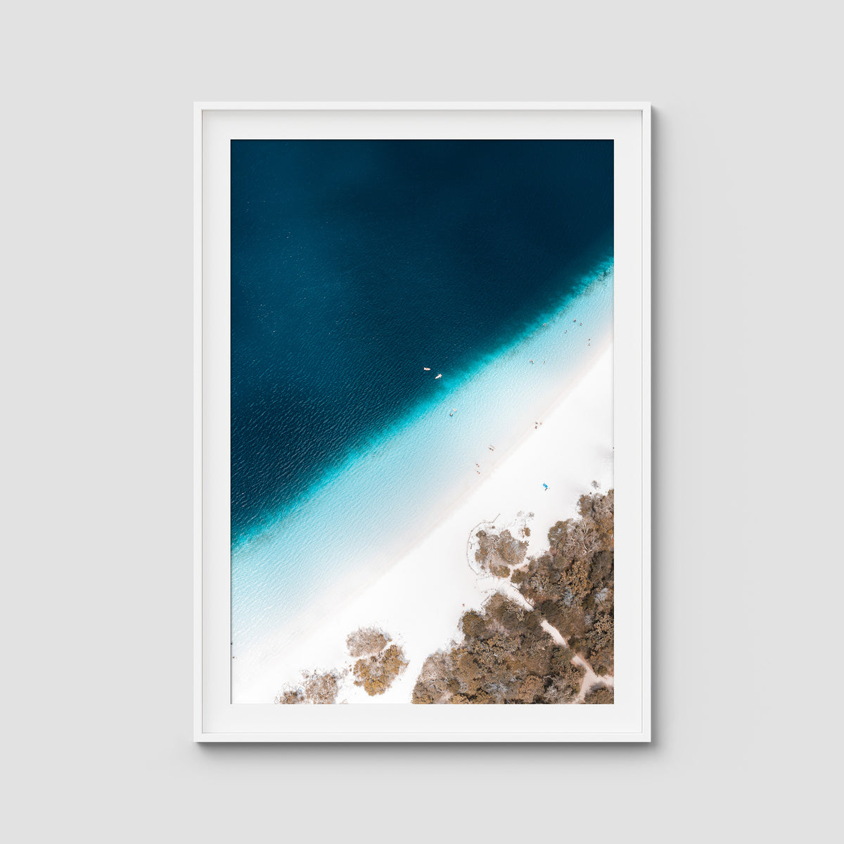 Lake McKenzie Top Down - Fraser Island - Art Print - Traditional Frame - White - Portrait