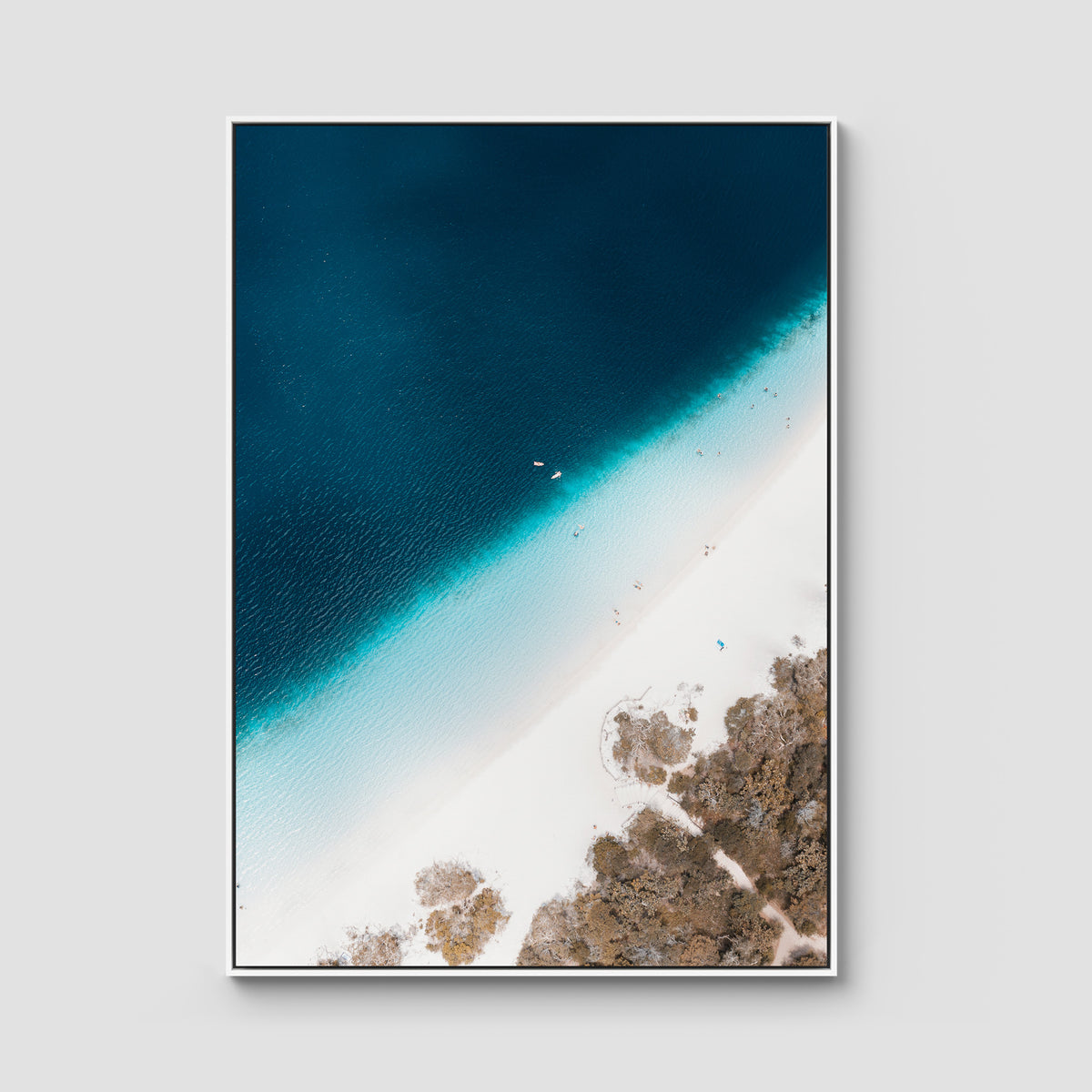 Lake McKenzie Top Down - Fraser Island - Art Print - Float Frame Canvas - White - Portrait