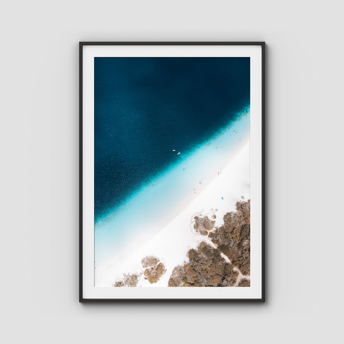 Lake McKenzie Top Down - Fraser Island - Art Print - Traditional Frame - Black - Portrait