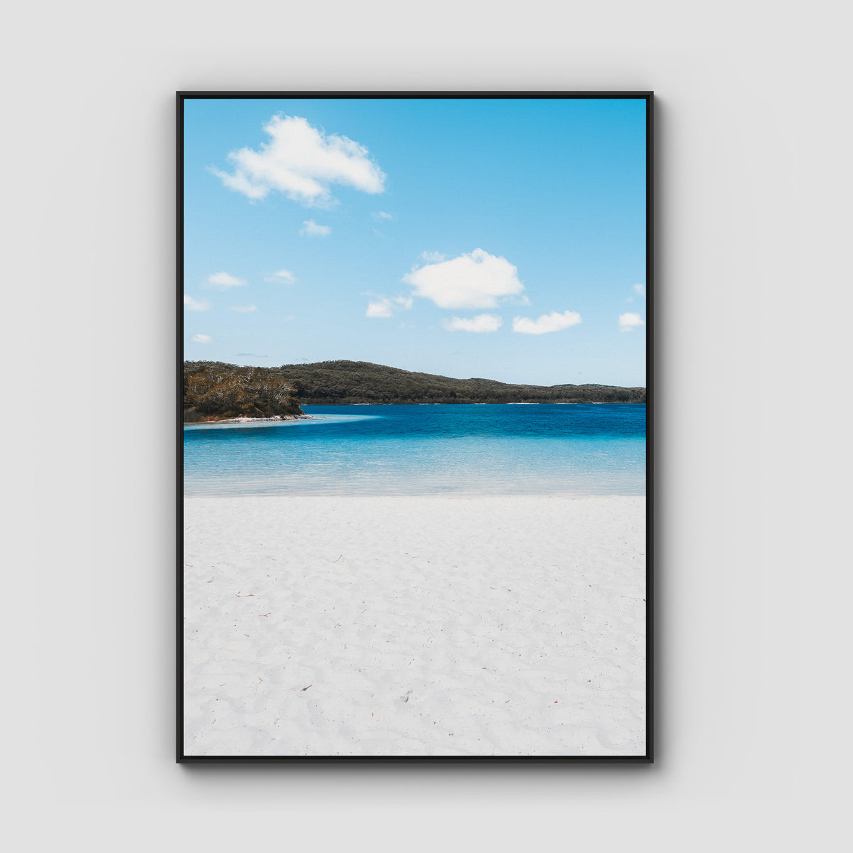 Lake McKenzie Beach - Fraser Island - Art Print - Float Frame Canvas - Black - Portrait
