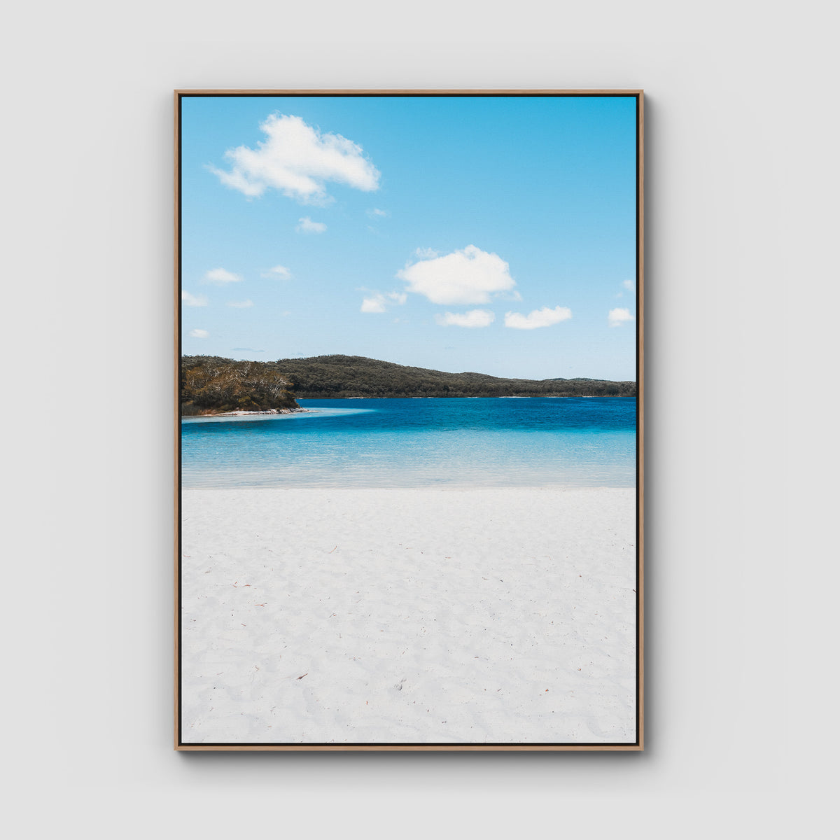 Lake McKenzie Beach - Fraser Island - Art Print - Float Frame Canvas - Raw Oak - Portrait