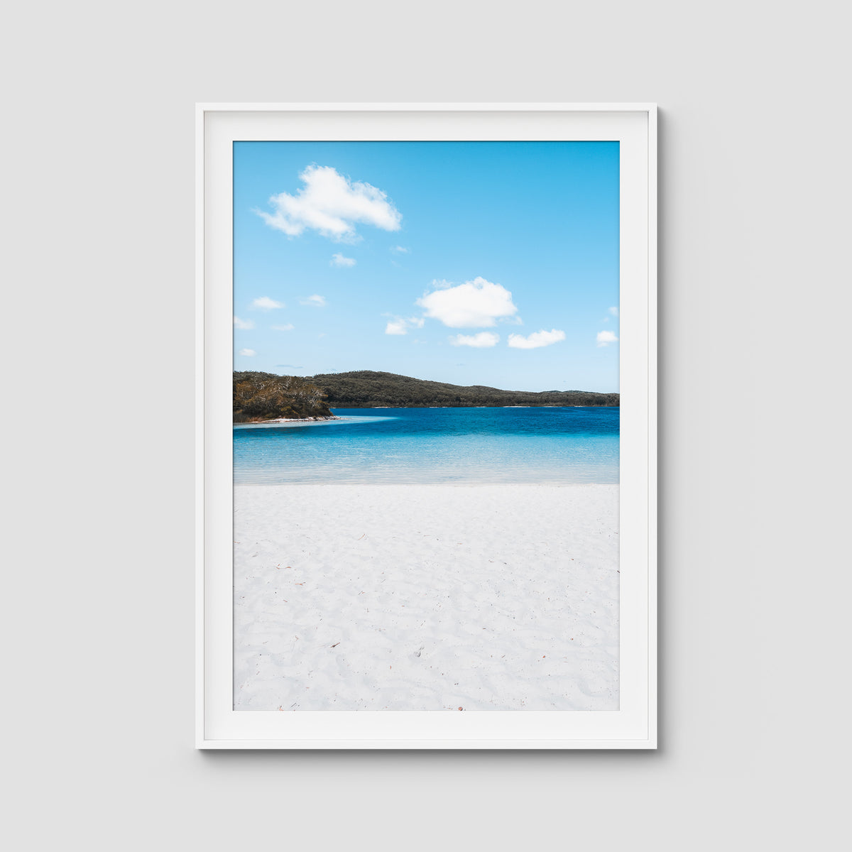 Lake McKenzie Beach - Fraser Island - Art Print - Traditional Frame - White - Portrait