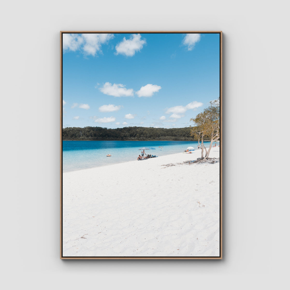 Lake McKenzie Beach ii - Fraser Island - Art Print - Float Frame Canvas - Raw Oak - Portrait
