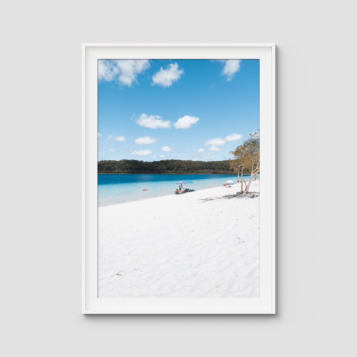 Lake McKenzie Beach ii - Fraser Island - Art Print - Traditional Frame - White - Portrait