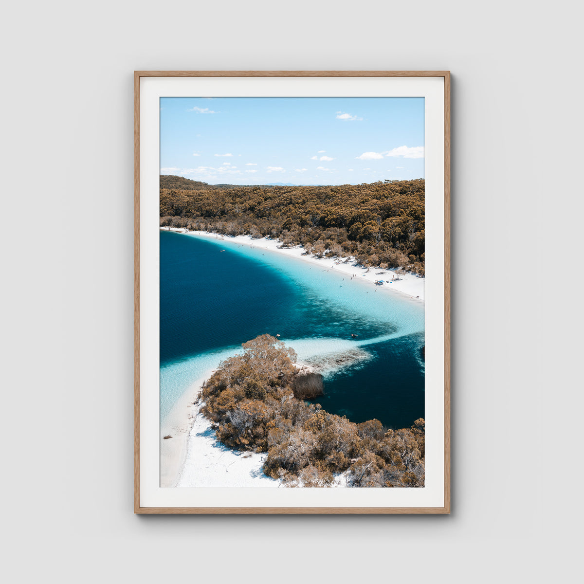 Lake McKenzie Aerial iii - Fraser Island - Art Print - Traditional Frame - Raw Oak - Portrait