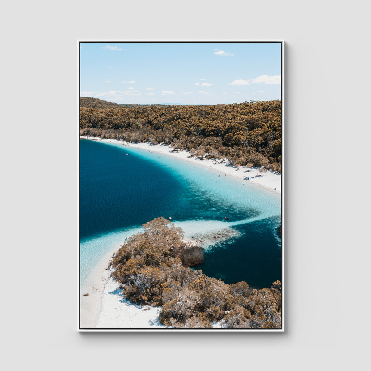 Lake McKenzie Aerial iii - Fraser Island - Art Print - Float Frame Canvas - White - Portrait