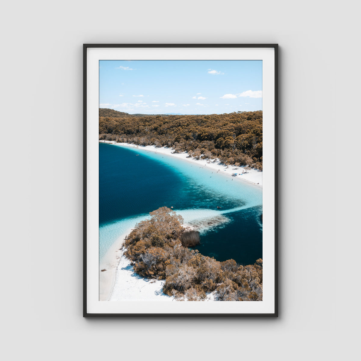 Lake McKenzie Aerial iii - Fraser Island - Art Print - Traditional Frame - Black - Portrait