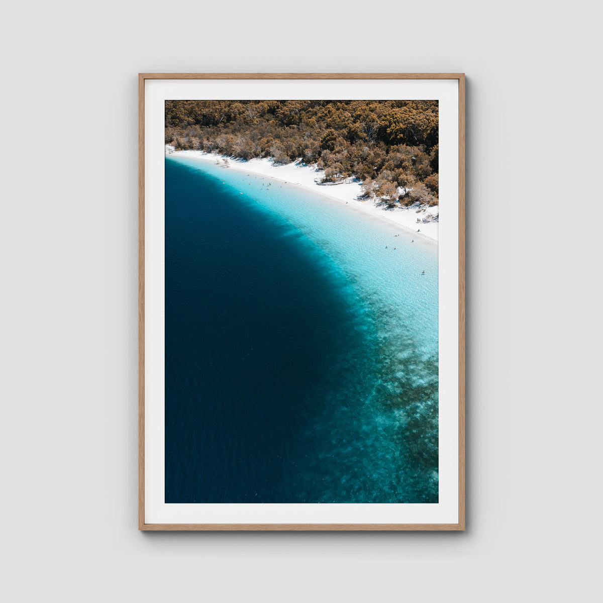 Lake McKenzie Aerial - Fraser Island - Art Print - Traditional Frame - Raw Oak - Portrait