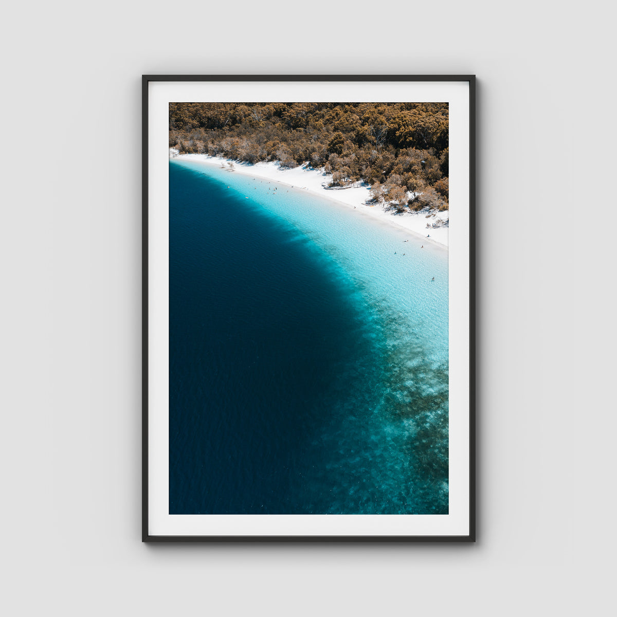 Lake McKenzie Aerial - Fraser Island - Art Print - Traditional Frame - Black - Portrait