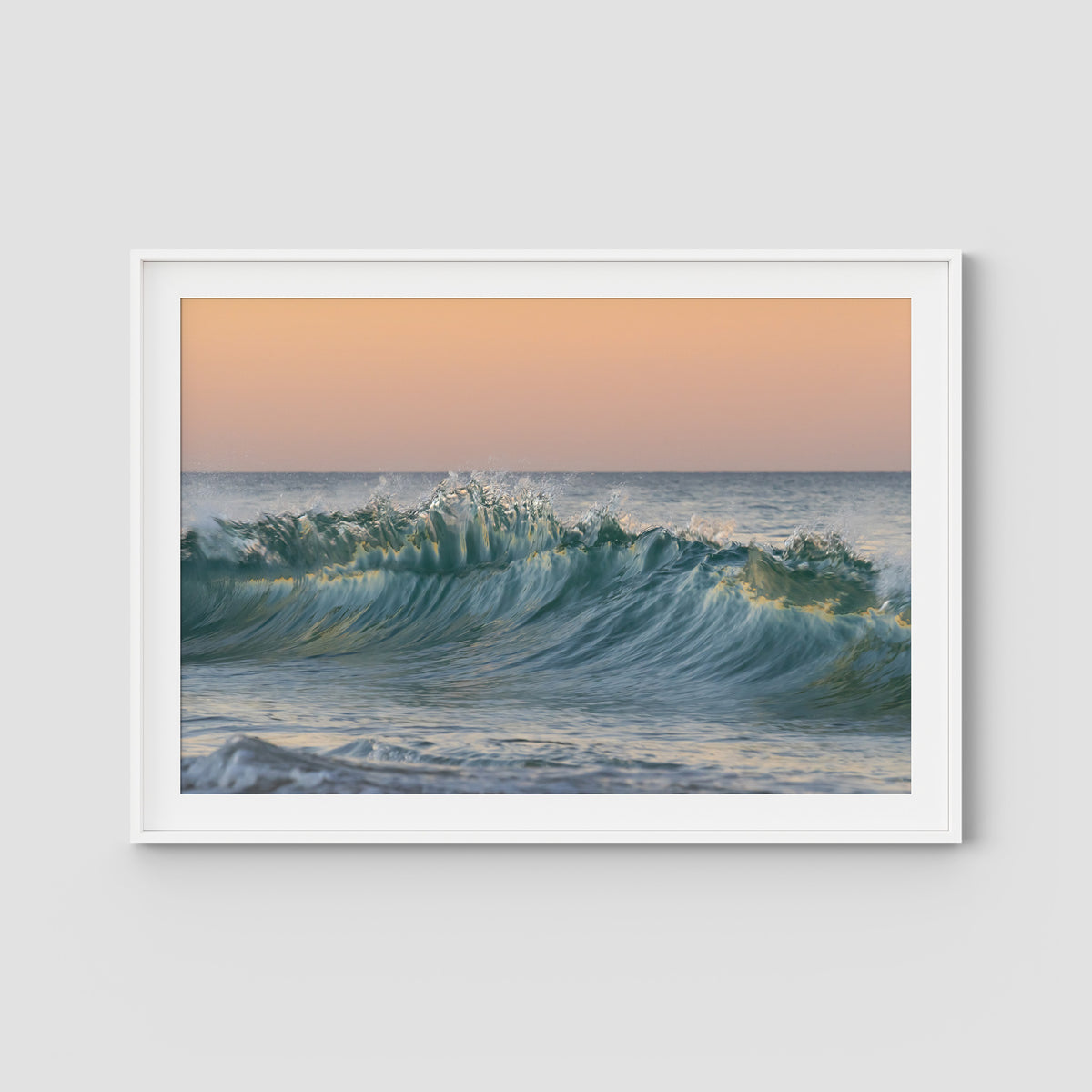 Wave Sunset Delight - Gold Coast - Art Print - Traditional Frame - White - Landscape