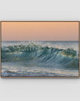 Wave Sunset Delight - Gold Coast - Art Print - Float Frame Canvas - Raw Oak - Landscape