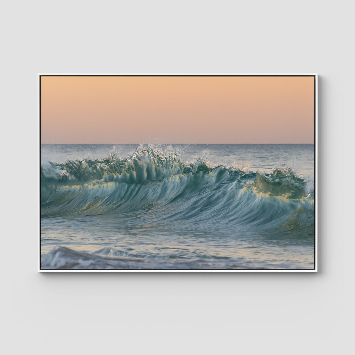 Wave Sunset Delight - Gold Coast - Art Print - Float Frame Canvas - White - Landscape