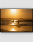 Snapper Rocks Sunset Paddle - Gold Coast - Art Print - Float Frame Canvas - Black - Landscape
