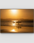 Snapper Rocks Sunset Paddle - Gold Coast - Art Print - Float Frame Canvas - Raw Oak - Landscape
