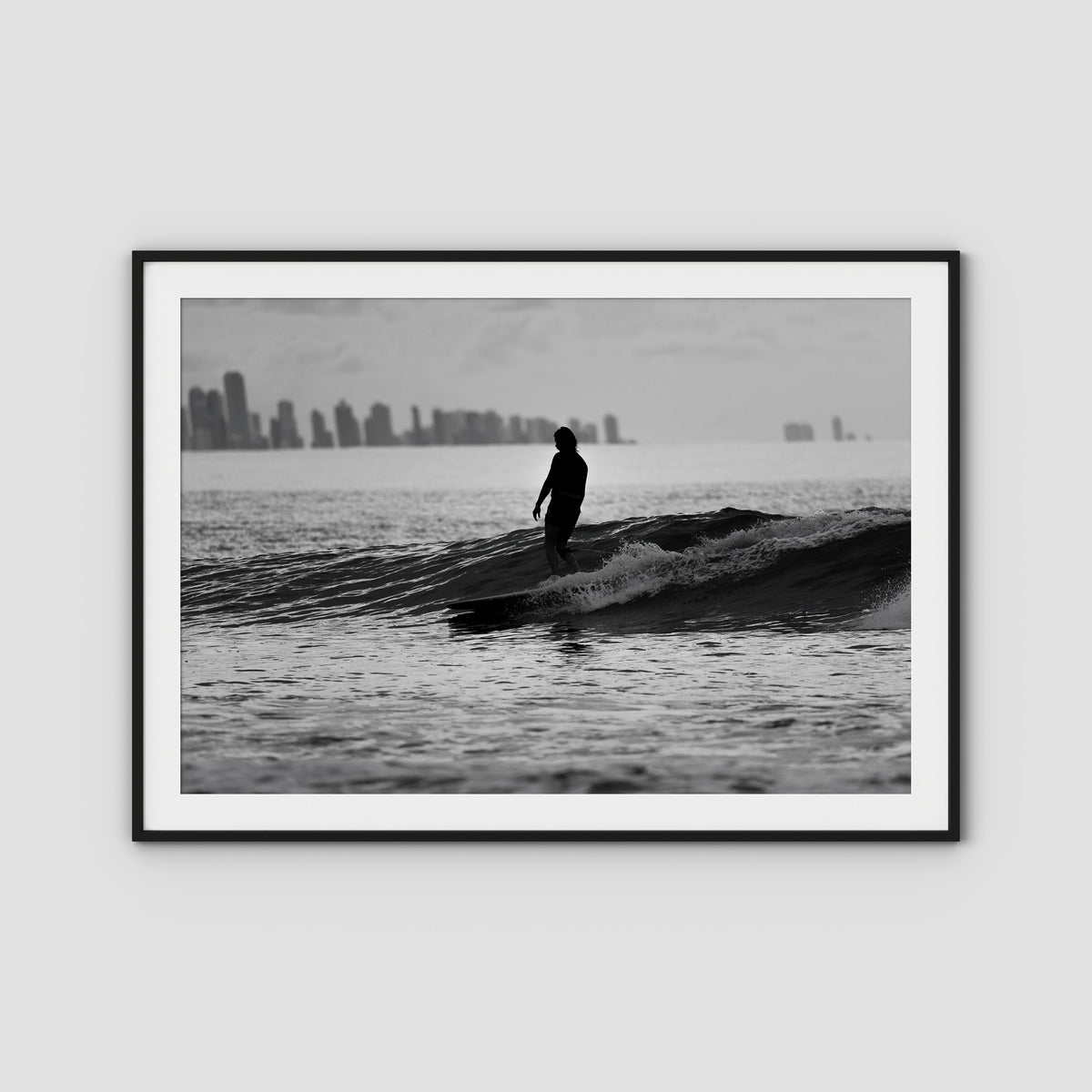 Kirra Mal Days - Gold Coast - Art Print - Traditional Frame - Black - Landscape