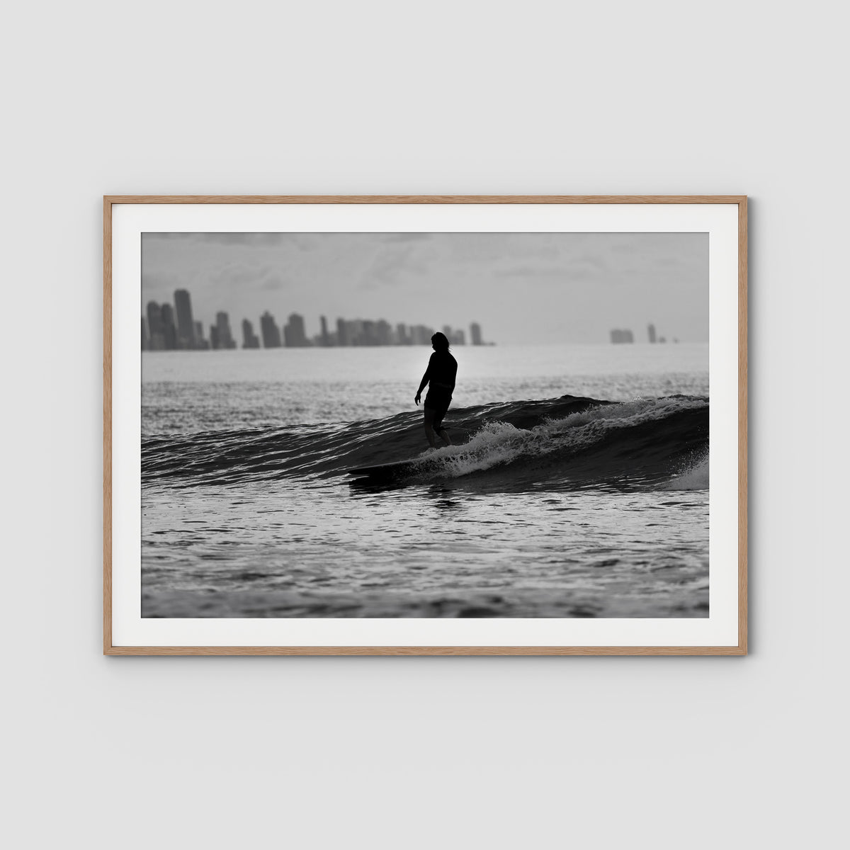 Kirra Mal Days - Gold Coast - Art Print - Traditional Frame - Raw Oak - Landscape