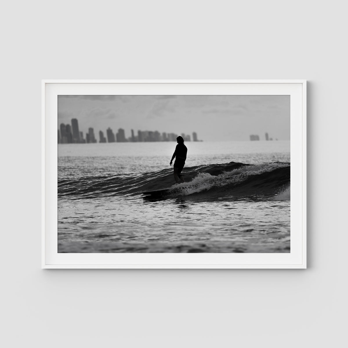 Kirra Mal Days - Gold Coast - Art Print - Traditional Frame - White - Landscape