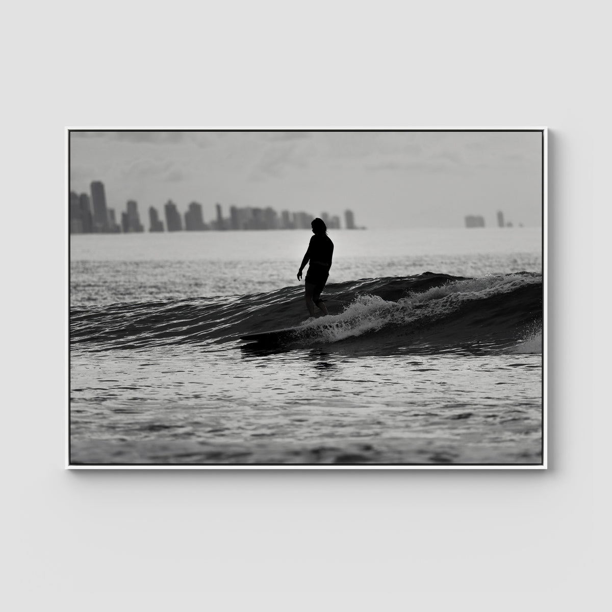 Kirra Mal Days - Gold Coast - Art Print - Float Frame Canvas - White - Landscape