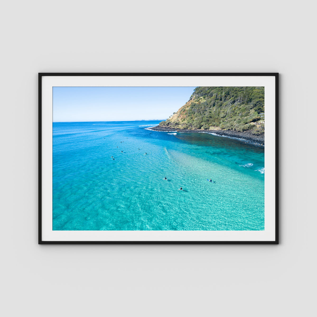 Burleigh Surfers - Gold Coast - Art Print - Traditional Frame - Black - Landscape
