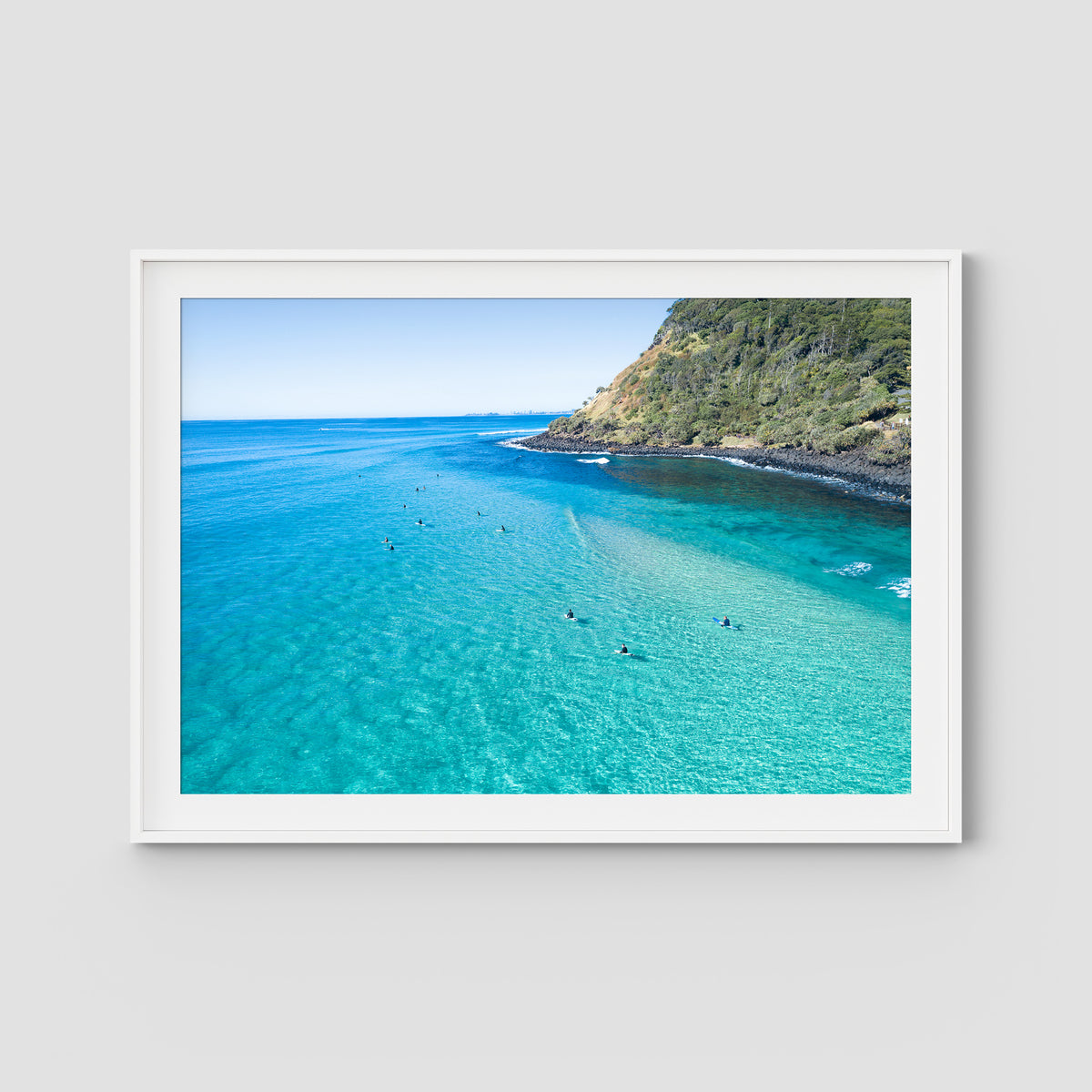 Burleigh Surfers - Gold Coast - Art Print - Traditional Frame - White - Landscape