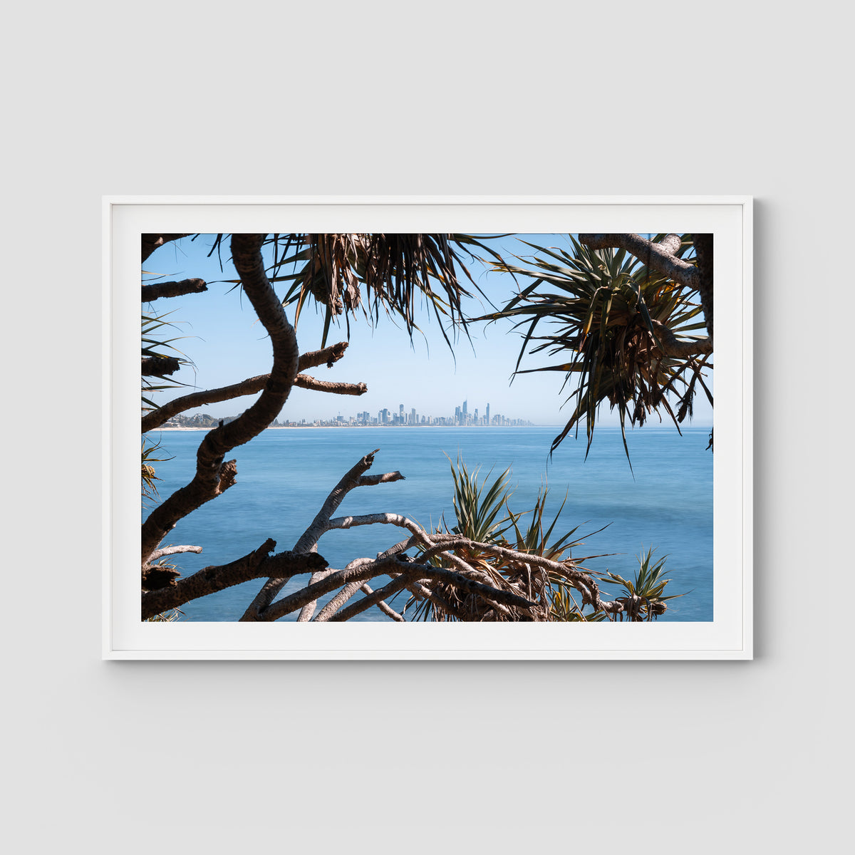 Pandanus Frame - Gold Coast - Art Print - Traditional Frame - White - Landscape