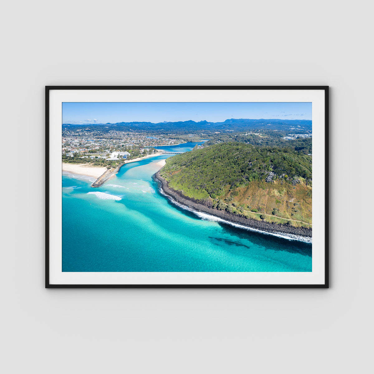 Burleigh Headland Low Tide - Gold Coast - Art Print - Traditional Frame - Black - Landscape