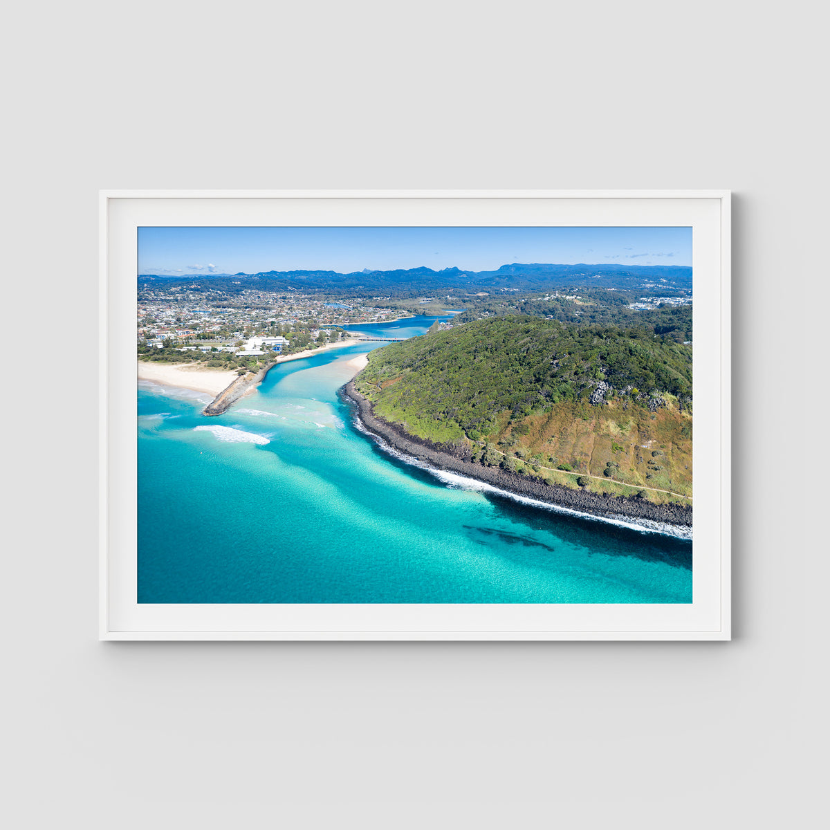Burleigh Headland Low Tide - Gold Coast - Art Print - Traditional Frame - White - Landscape