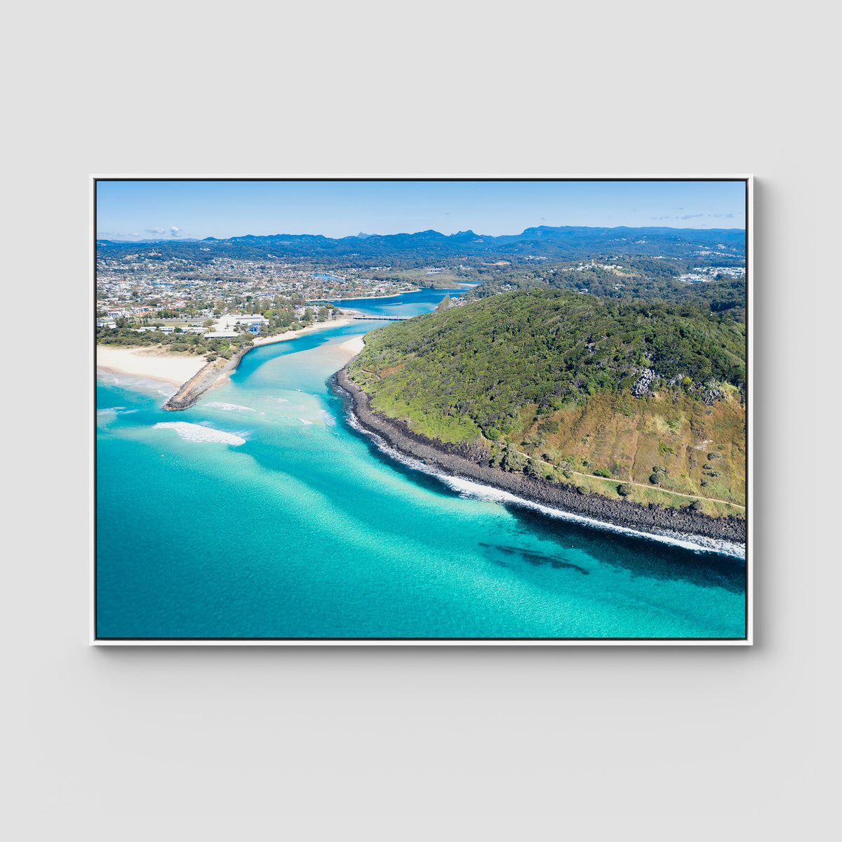 Burleigh Headland Low Tide - Gold Coast - Art Print - Float Frame Canvas - White - Landscape